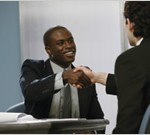 Two people at a job interview.