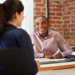 manager smiling at employee