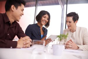 Work colleagues at a meeting