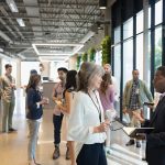 Group of mature adults networking