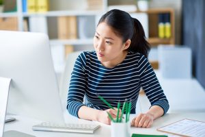 woman working at desk