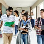 College students in hallway