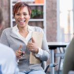 School counselor working with students