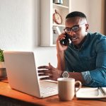 Businessman talking on cellphone