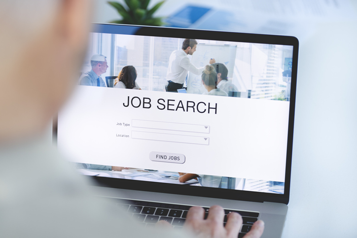 Job search on computer screen